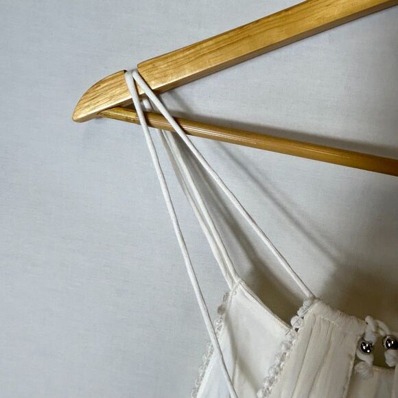 Abercrombie & Fitch Ivory White Gauzy Halter Sleeveless Strappy Mini Dress Sz S - Picture 14 of 16